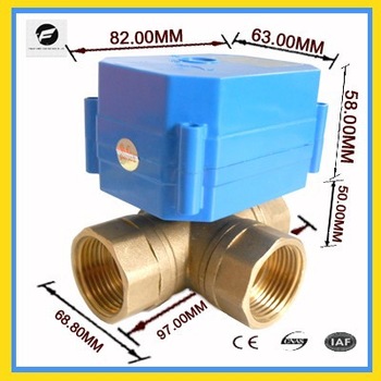brass 3 Way Electric solenoid control Valve for chilled water 110VAC 1 inch 25mm