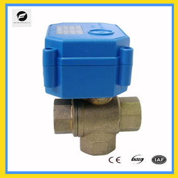 3 way 3 4 brass motor ball valve T flow for auto equipment solar water system water heater