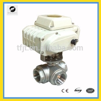 3-way DC24V motor modulation ball valve with 4-20mA and SS304 valve bodies for water treatment project.