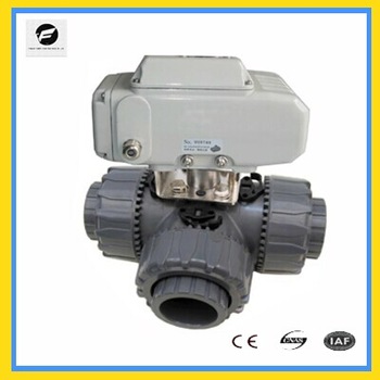 3 Way DN40 DN50 UPVC CPVC motorized ball valve L flow type industrial valve electric actuator