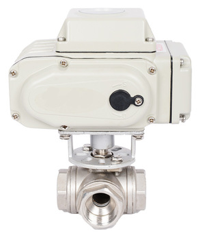 3 Way DN40 DN50 UPVC CPVC motorized ball valve L flow type industrial valve electric actuator for cold water treatment IP67
