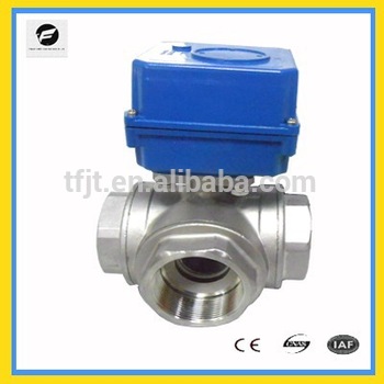 3 way actuator valve 2 Stainless Steel 220VAC shut off motorized ball valve with L flow