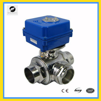 large torque 3 way electric ball valve12V 24V 220VSS304 for water treatment