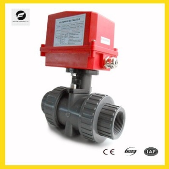 40mm PVC motorized ball 2 way valves with 12V 24V electric actuator