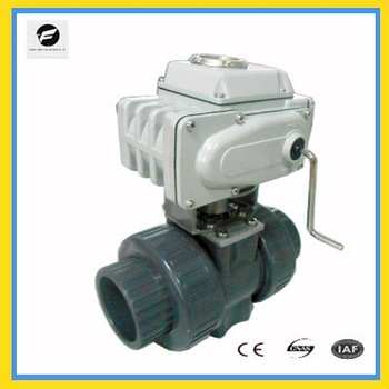 2 way motorized control ball valve for water control equipment PVC double union plain type