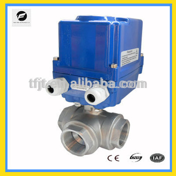 AC220V 3 way CTF 010 series 2 T flow Stainless Steel 304 motorized Ball valve with manual over ride operation