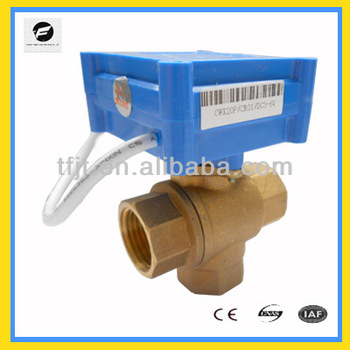 DN15 3 way motorized AC220V miniature operated valve for Irrigation system cooling heating system Low voltage plumbing system