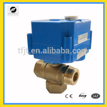 DC24V 3-way T flow with manual motor valve for Rain water harvesting,Solar heating,underfloor heating system