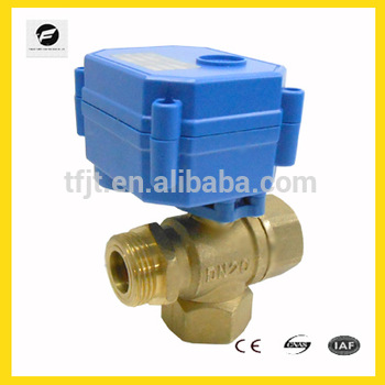 DC5V DN20 3way T flow 3wire control motor electric valve with Female and male ball valve for Low voltage plumbing system