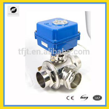 DN40 DN50 CTF010 DC24V 3 way stainless steel motorized ball valve with actuator for water pipe
