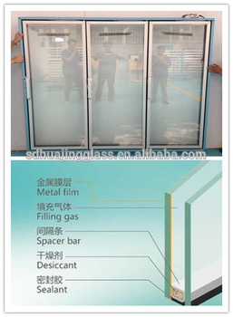 clear tempered low e glass door for supermarket display walk in cooler