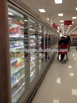 Black aluminium frame anti fog glass doors for supermarket display cooler