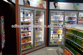 2015 Hot sale commercial supermarket glass freezer heated doors