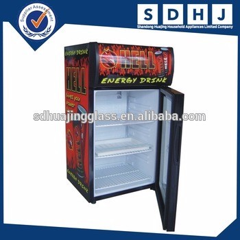 aluminum alloy frame mini fridge glass door with LED light