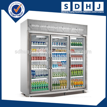Supermarket Beverage Refrigerator Drink Freezer Front Glass Doors