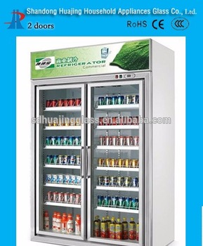 Commercial Vertical fan cooling optional sliding glass door refrigerating showcase with CE CCC ROHS