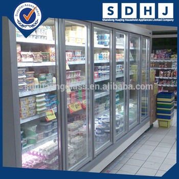 Refrigerator glass door with low e insulated glass