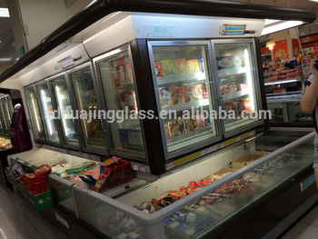 upright supermarket commercial anti fog anti frost glass door freezer