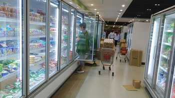 walk in freezer with display glass door for commercial supermarket