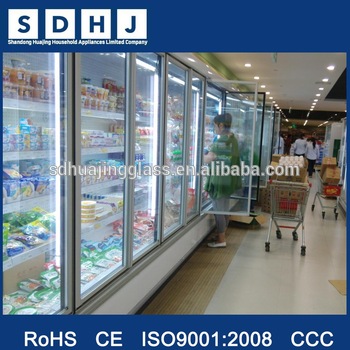 Energy saving vertical supermarket display glass door manufacturer china