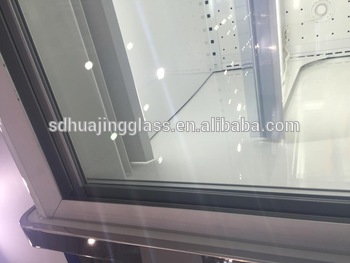 Double glazed doors sliding door refrigerator tempered low e glass