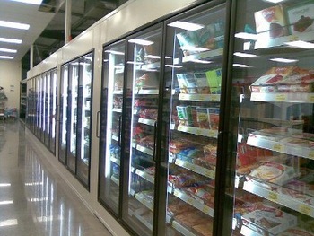 cold frozen frozen room walk in cooler with glass door