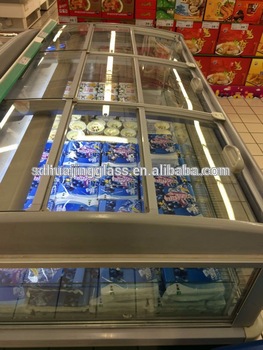 2016 supermarket island freezer glass lid