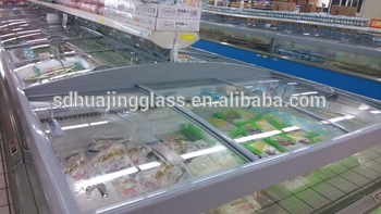 durable supermarket island freezer glass lid pvc frame glass cover