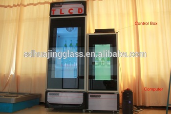 Made in China Factory price transparent LCD display glass door mini bar fridge