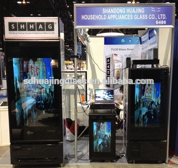 Glass Door Fridge with Transparent LCD Display Screen