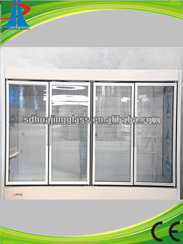 New design of glass door counter top refrigerator with 4 doors