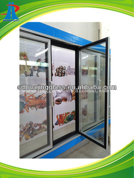 New design of glass door counter top refrigerator with 4 doors