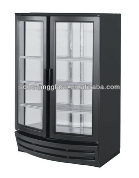 2015 hot mechandiser show anti fog defrost freezer glass door for restaurant