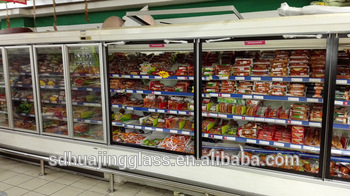Supermarket vegetable cold storage fridge display glass door can customized