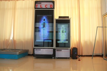 Transparent screen LCD display vertical fridge