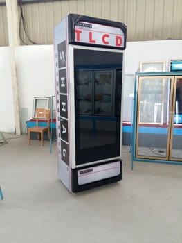 Transparent screen LCD display vertical fridge