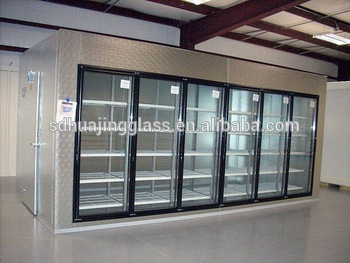 Cold storage anti fog glass door walk in display cooler commercial upright freezer with glass door