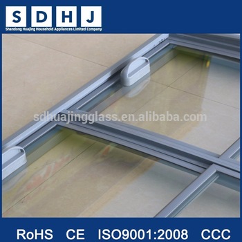Sliding glass cover for supermarket island fridge