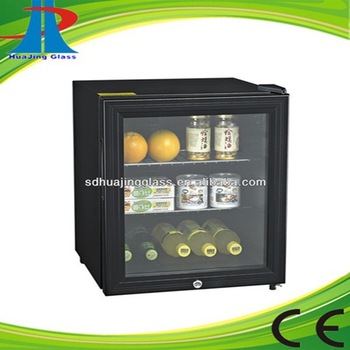 black mini refirgerator with glass door