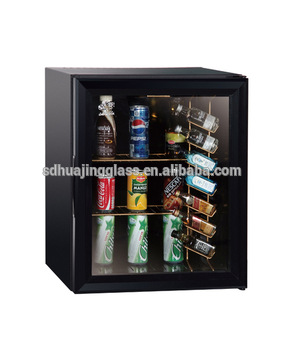 Custom black glass door mini bar fridge