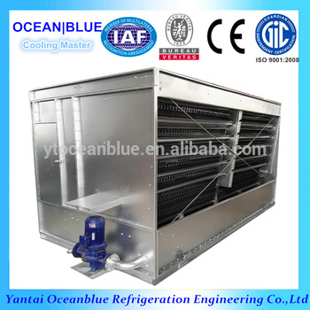 evaporating condenser with water pump