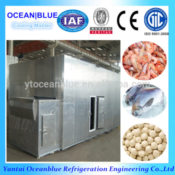500kg h Air Blast IQF tunnel Freezer for Seafood