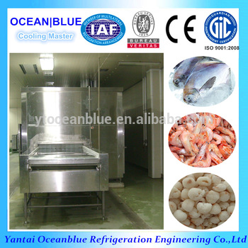 1000kg h Net belt iqf tunnel air blast freezer