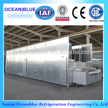 500kg h IQF Fluidized Bed Tunnel Freezer
