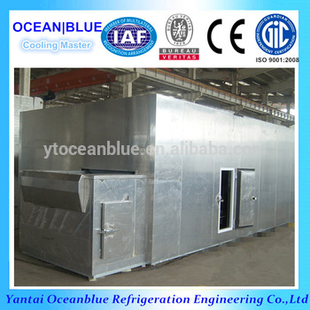 tunnel type low temperature style IQF freezer for pork and beef meat