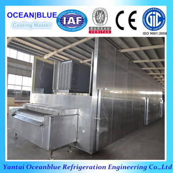 CE certification seafood freezing iqf tunnel blast freezer