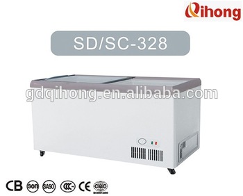 SD SC 328 Flat glass door ice cream chest freezer 328L chest freezer
