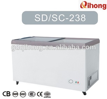 SD SC 238 Flat glass door ice cream display chest freezer snow freezer