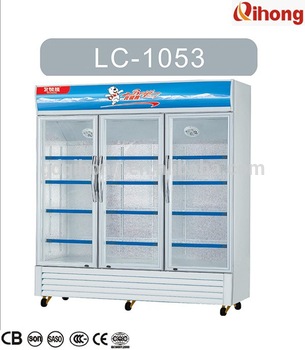 LC 1053 1053L Glass door Vertical showcase with handle and lock with CE CB SASO SONCAP Certificate