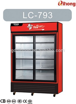 LC 793 793L Glass door showcase refrigerator with handle and lock 110V 240V with CE CB SASO SONCAP Certificate
